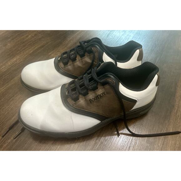FootJoy golf shoes Greenjoys Brown and White Saddle 11m Great Traction - Picture 1 of 7